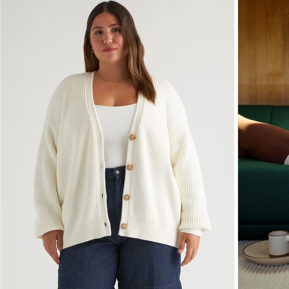 Quince 100% Organic Cotton Oversized Boyfriend Cardigan